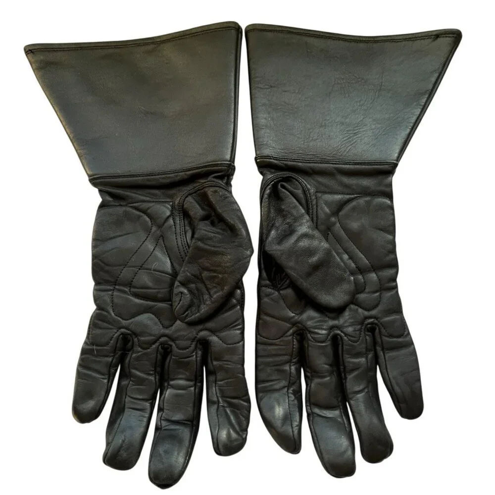 Harley Davidson Womens Motorcycle Gauntlet Black Leather Gloves Size Large Moto